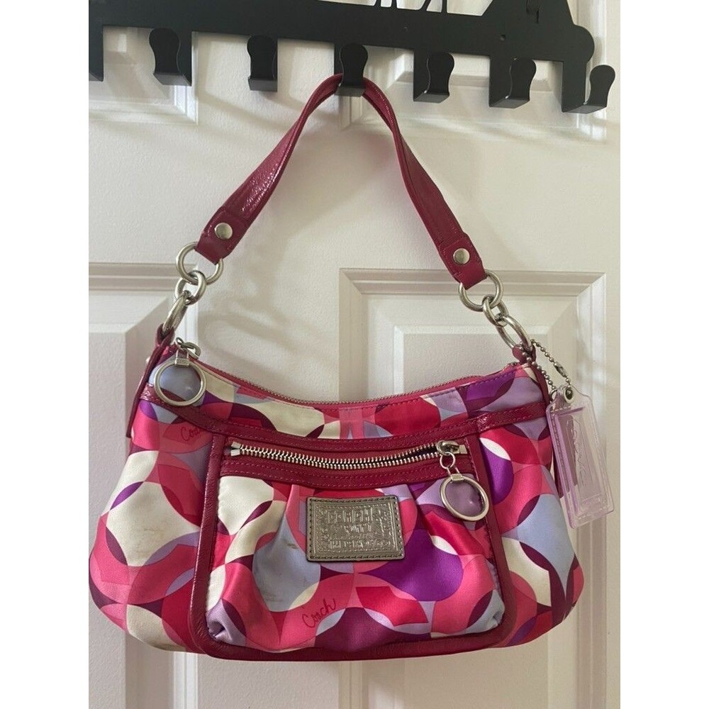Coach Pink purple poppy Shoulder Bag 14736 geometric y2k style